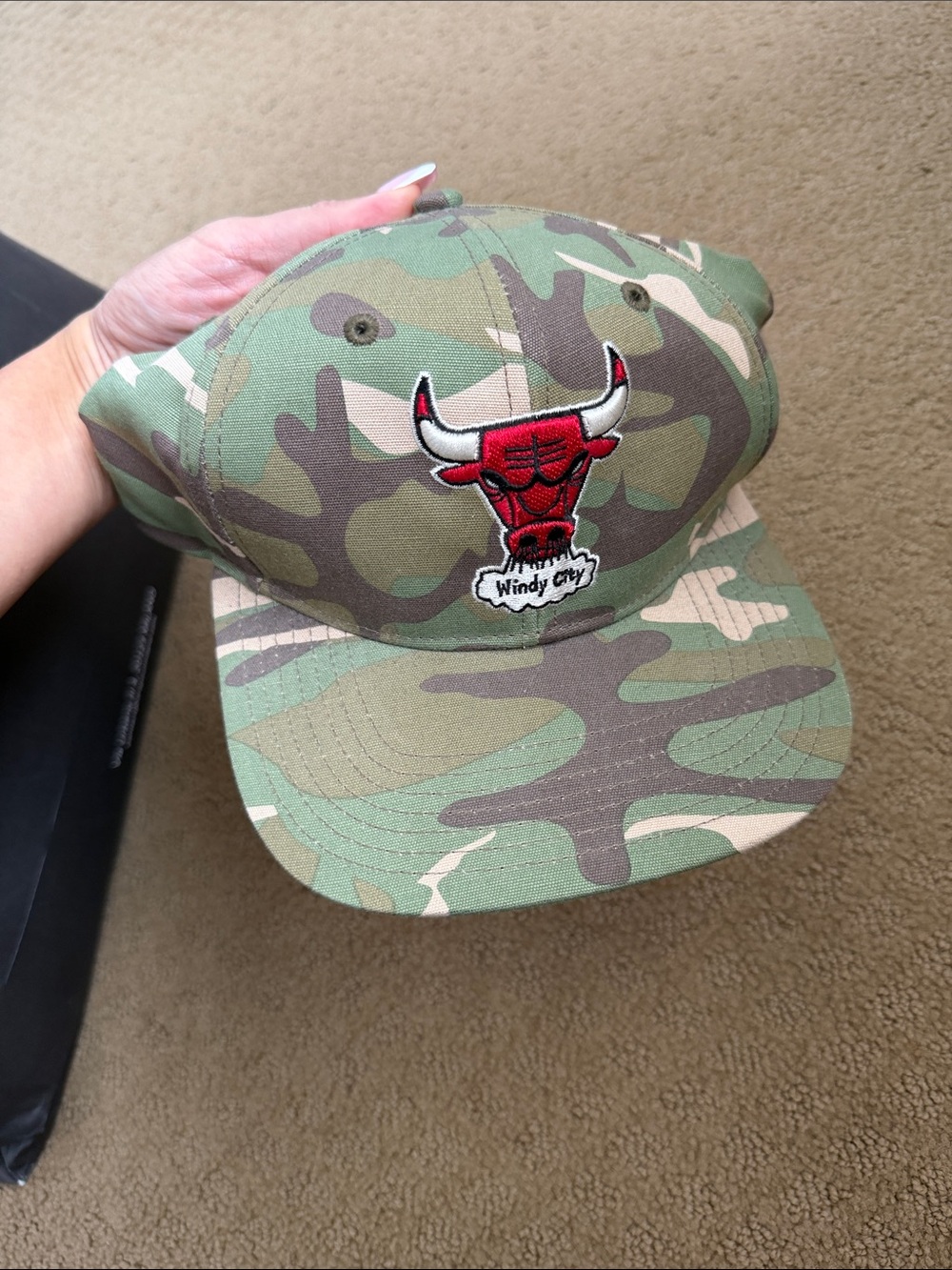 Chicago Bulls Camo Snapback Hat - Green Camouflage